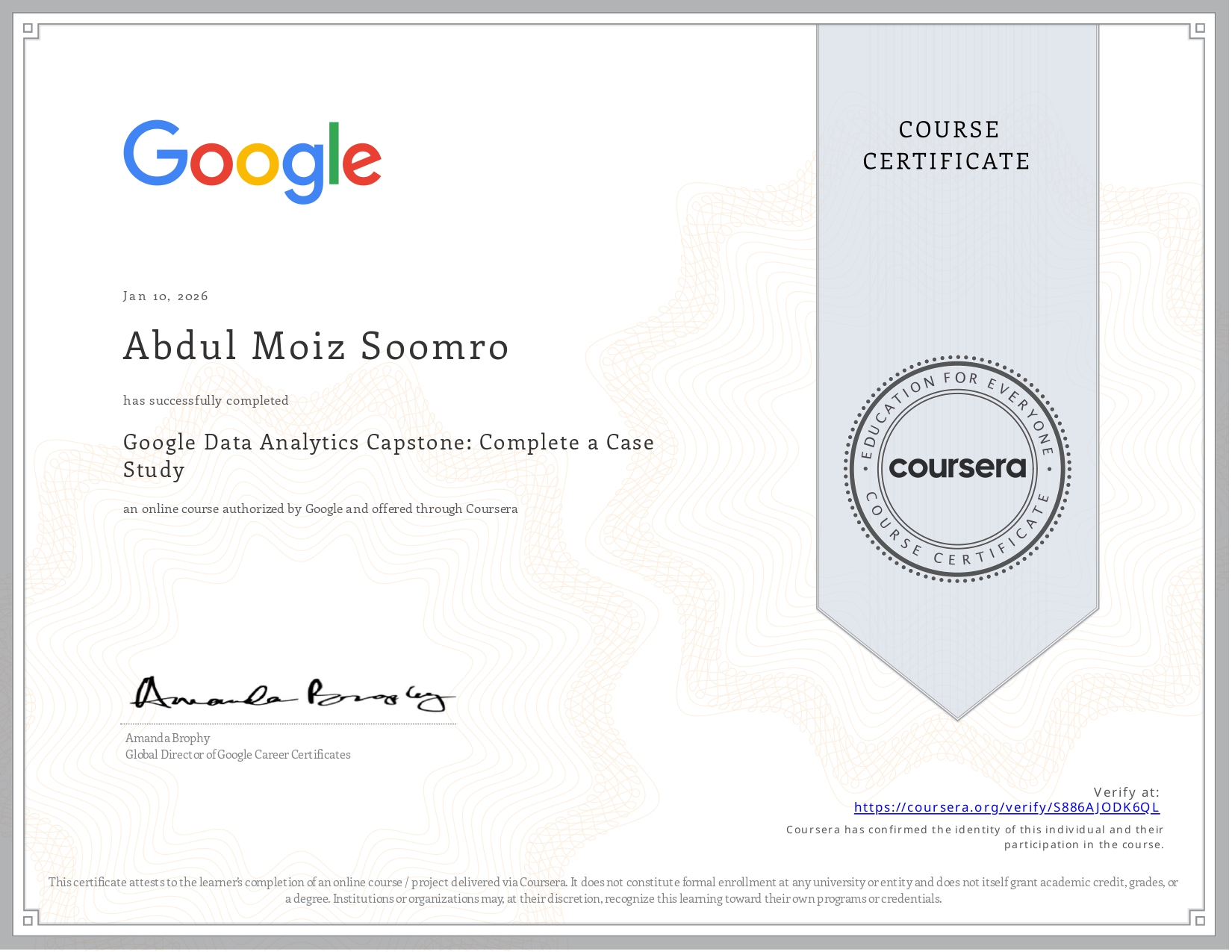 Google Data Analytics Professional Certificate